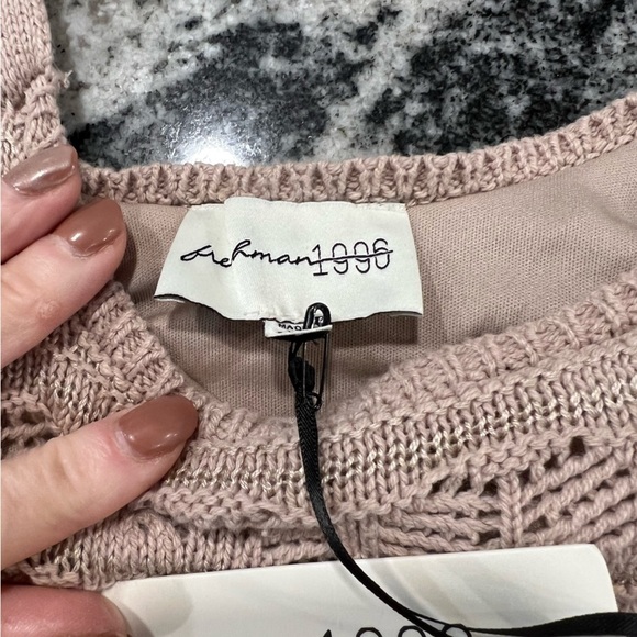 Freshman, Urban Outfitters Beige Crochet Style Cup Sleeves Dress with Ruffles - Picture 12 of 16